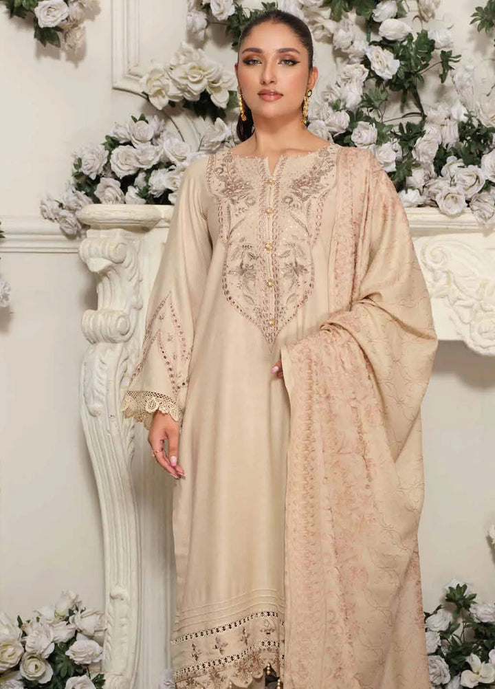 Tehzeeb by Riaz Arts Embroidered Leather Peach Suit Unstitched 3 Piece RA24TLW TL-300 - Winter Collection