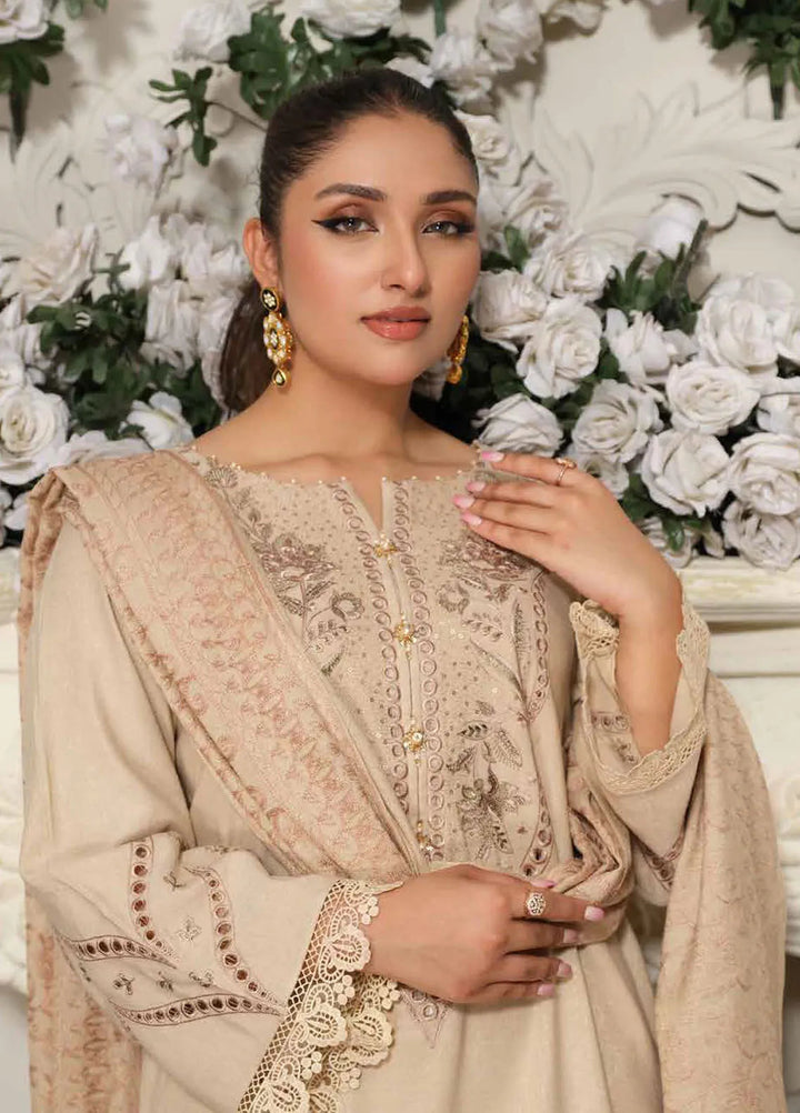 Tehzeeb by Riaz Arts Embroidered Leather Peach Suit Unstitched 3 Piece RA24TLW TL-300 - Winter Collection