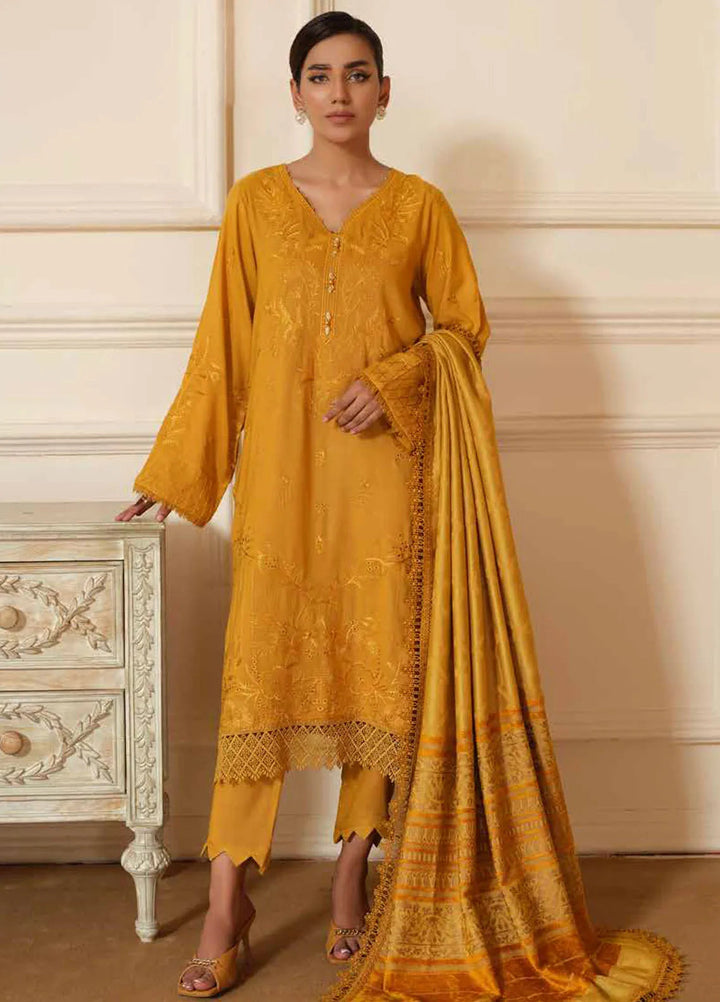 Tehzeeb By Riaz Arts Embroidered Leather Peach Suit Unstitched 3 Piece RA24TW TL-270 - Winter Collection