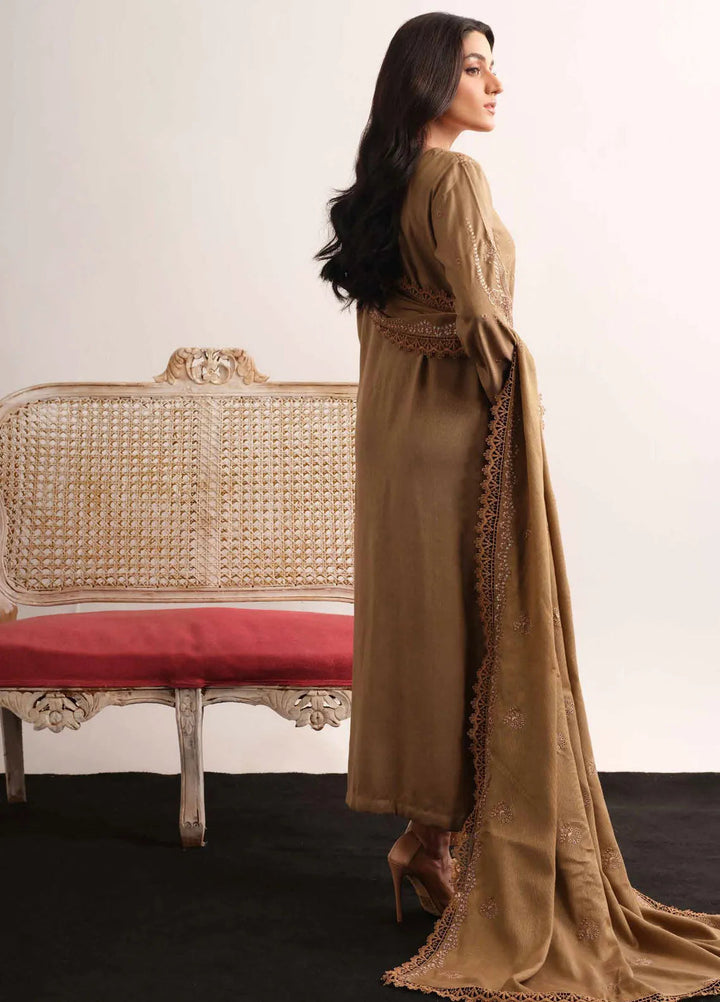Tehzeeb By Riaz Arts Embroidered Leather Peach Suit Unstitched 3 Piece RA24UP TL-312 - Winter Collection