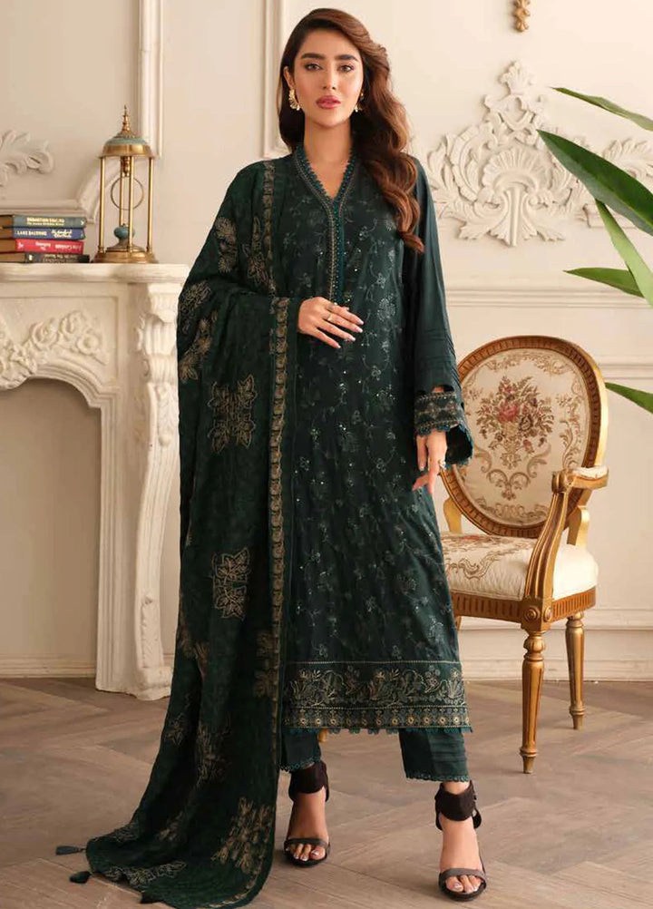 Tehzeeb By Riaz Arts Embroidered Leather Peach Suit Unstitched 3 Piece RA24W TL-276 - Winter Collection