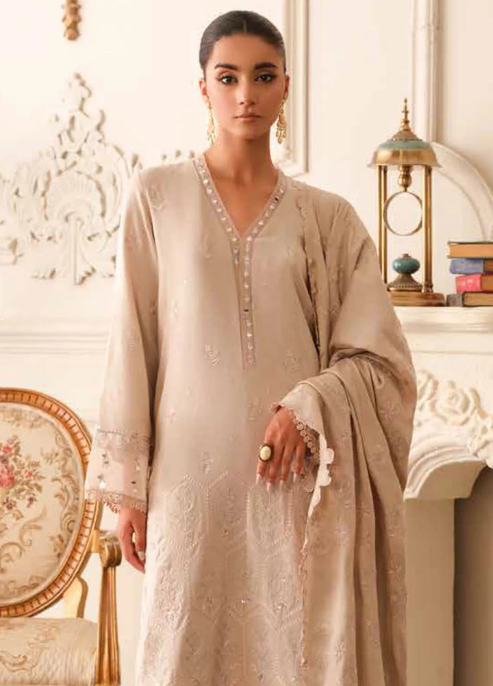 Tehzeeb By Riaz Arts Embroidered Leather Peach Suit Unstitched 3 Piece RA24W TL-280 - Winter Collection