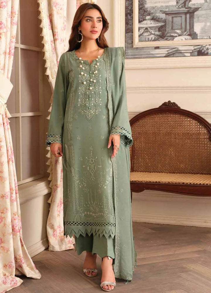 Tehzeeb By Riaz Arts Embroidered Leather Peach Suit Unstitched 3 Piece RA24W TL-282 - Winter Collection