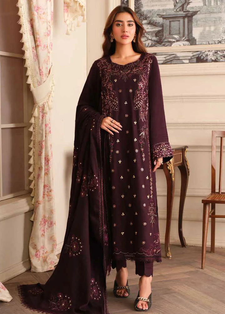 Tehzeeb By Riaz Arts Embroidered Leather Peach Suit Unstitched 3 Piece RA24W TL-283 - Winter Collection