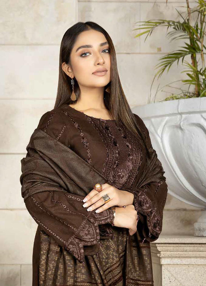 Tehzeeb By Riaz Arts Embroidered Leather Peach Suits Unstitched 3 Piece RA22TPL TL-177 - Winter Collection