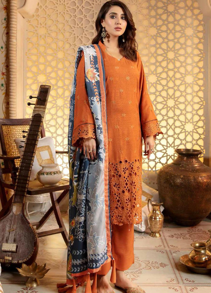 Tehzeeb by Riaz Arts Embroidered Leather Peach Suits Unstitched 3 Piece RA21TC LP-25 - Winter Collection