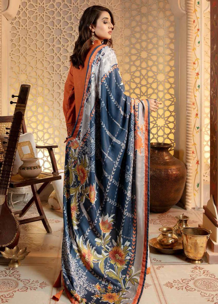 Tehzeeb by Riaz Arts Embroidered Leather Peach Suits Unstitched 3 Piece RA21TC LP-25 - Winter Collection