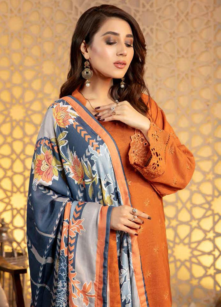 Tehzeeb by Riaz Arts Embroidered Leather Peach Suits Unstitched 3 Piece RA21TC LP-25 - Winter Collection