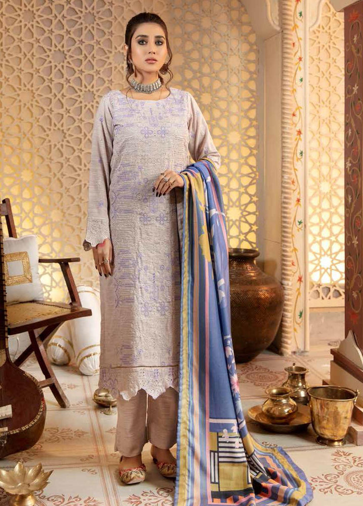 Tehzeeb by Riaz Arts Embroidered Leather Peach Suits Unstitched 3 Piece RA21TC LP-26 - Winter Collection