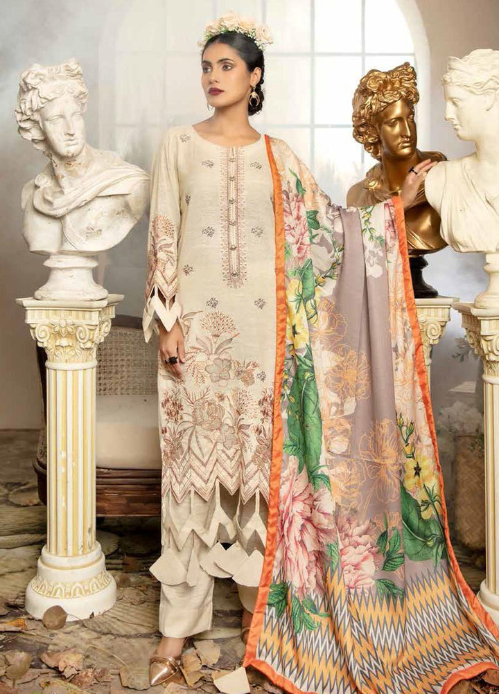 Tehzeeb by Riaz Arts Embroidered Leather Peach Suits Unstitched 3 Piece RA21TL-2 LP-16 - Winter Collection
