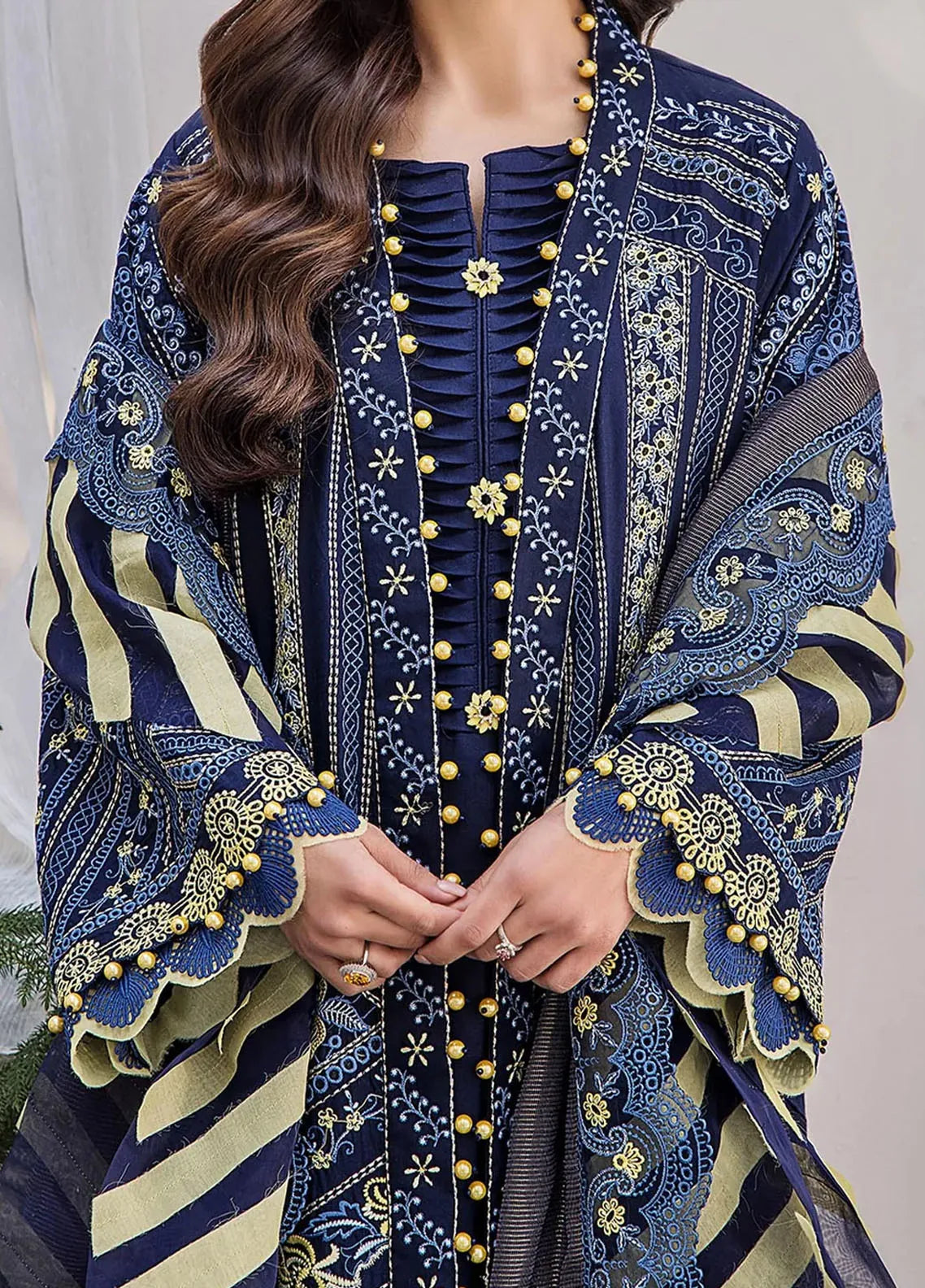 Tessa Embroidered Lawn Suits Unstitched 3 Piece Violet persona - Festive Collection