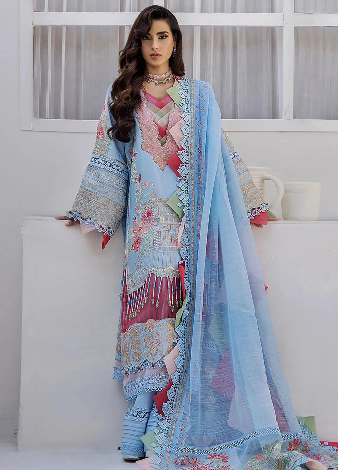Tessa Embroidered Lawn Suit Unstitched 3 Piece TS24F Carmine Flare - Festive Collection