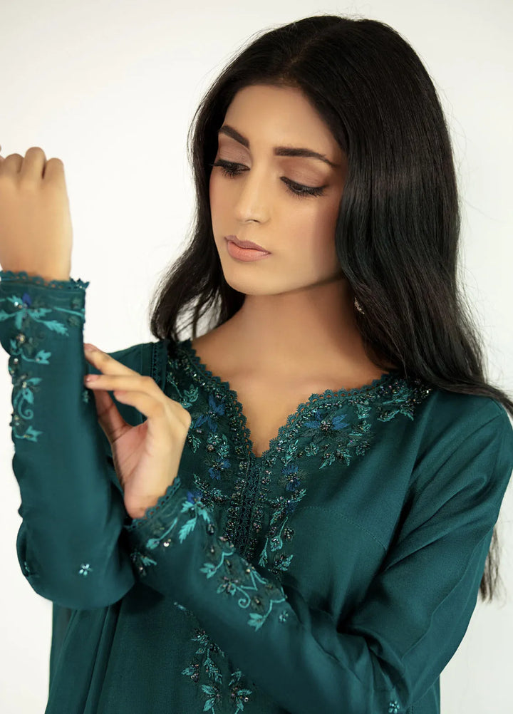 Textile Lime Pret Embroidered Raw Silk 3 Piece Suit Elvan