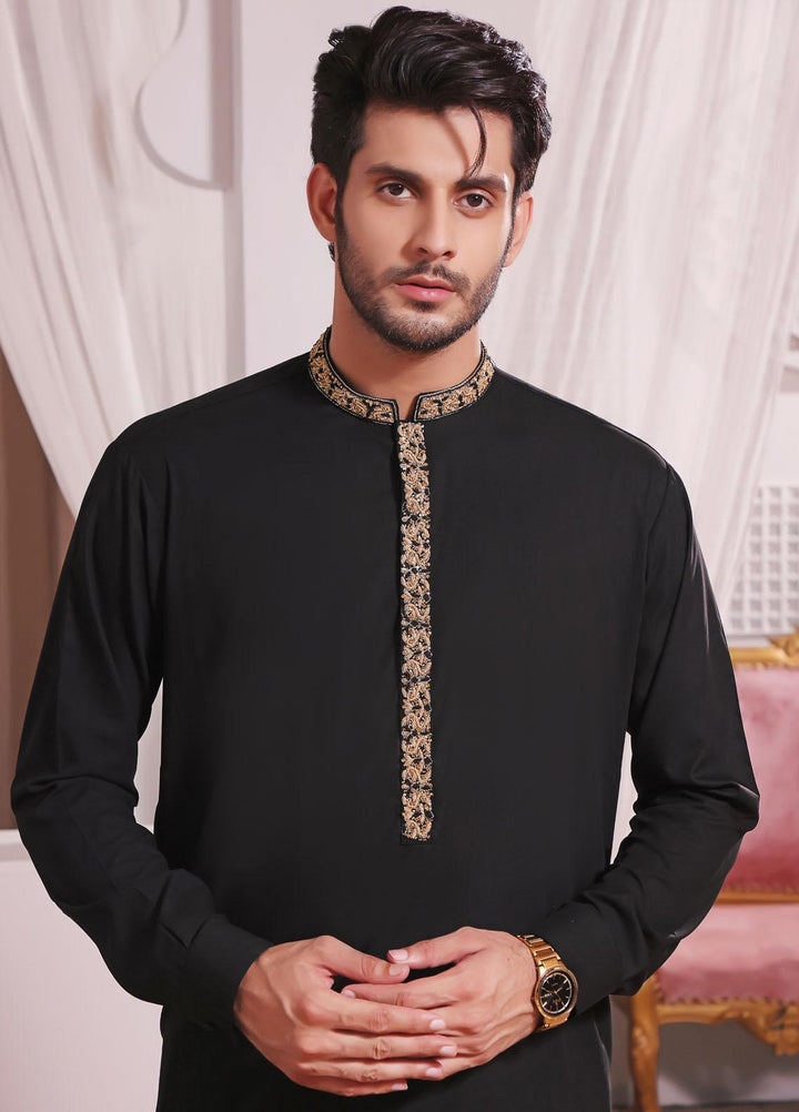 The Great Master (TGM) Wash N Wear Formal Kameez Shalwar for Men -  TGM22MNF Black Plague
