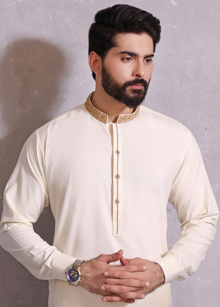 The Great Master (TGM) Wash N Wear Formal Men Kameez Shalwar -  TGM22MNF Cream Puff