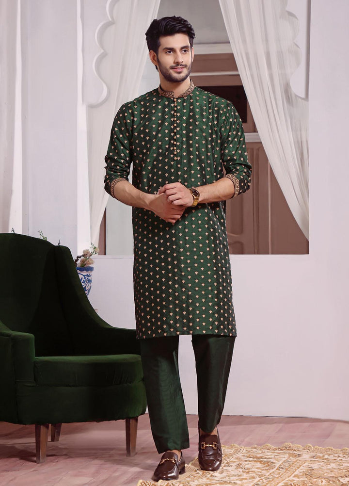 The Great Master (TGM) Raw Silk Formal Men Kurta Pajama -  TGM22MNF Greenwood