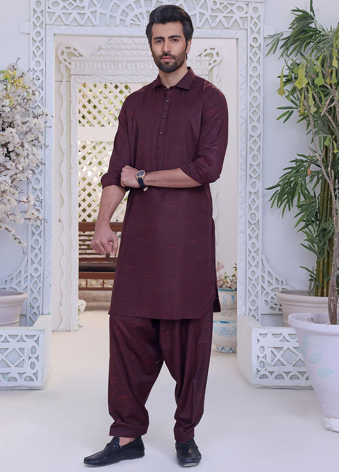 The Great Master (TGM) Wash N Wear Festive Kameez Shalwar for Men -  Purple Orchid