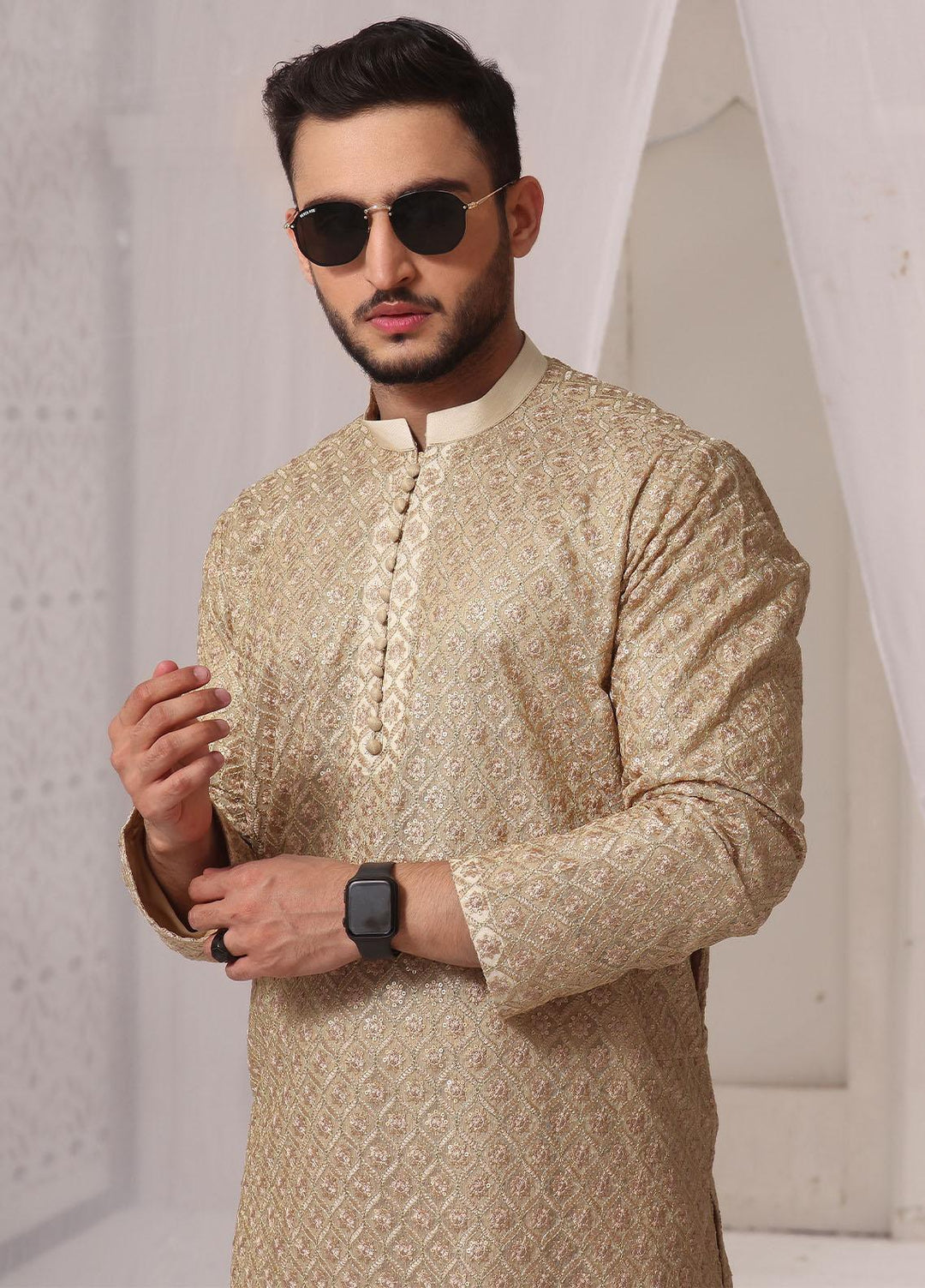The Great Master (TGM) Jamawar Formal Men Kameez Shalwar -  GOLDEN DOE