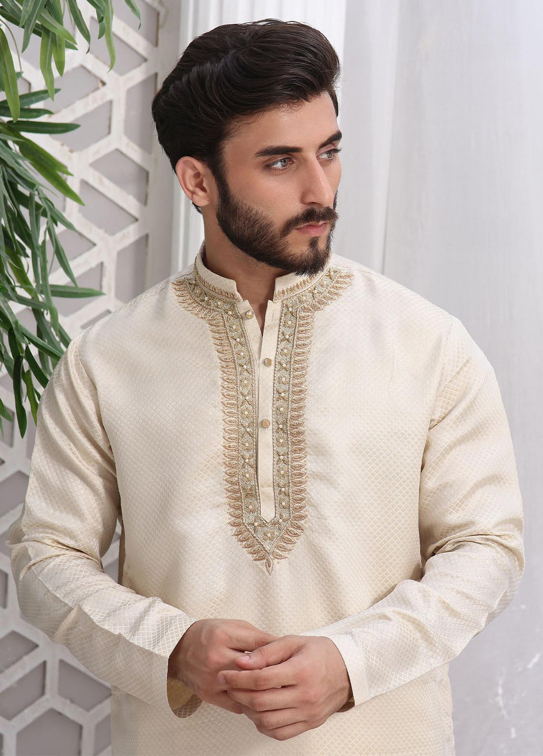 The Great Master (TGM) Jamawar Formal Kameez Shalwar for Men -  MARSHMALLOW