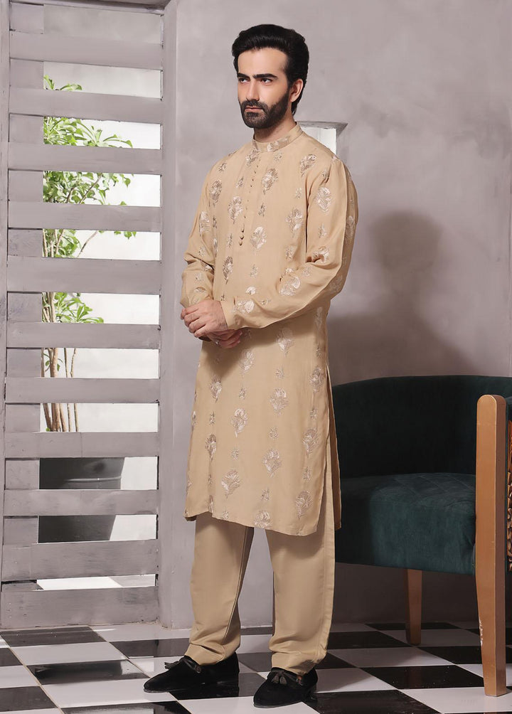 The Great Master (TGM) Silk Fancy Men Kameez Shalwar -  Radiant Gold