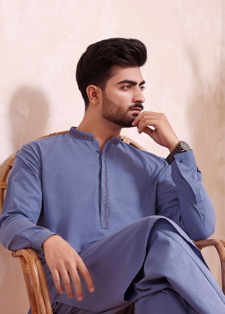 The Great Master (TGM) Wash N Wear Formal Men Kameez Shalwar -  TGM22MN-4 Blue River