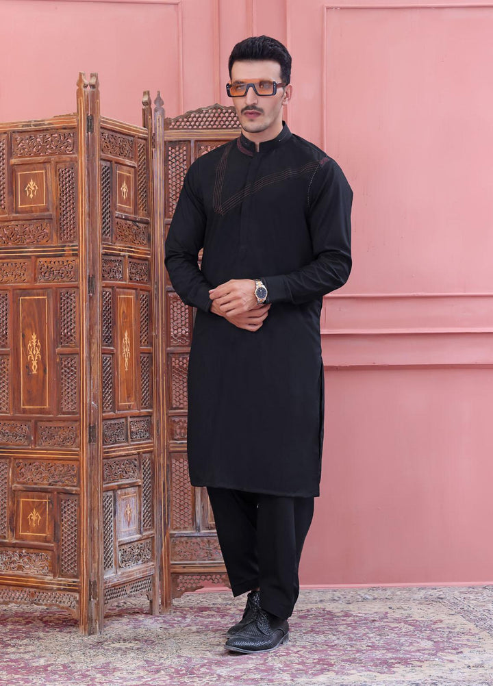The Great Master (TGM) Wash N Wear Formal Kameez Shalwar for Men -  TGM22MFS Black Bean