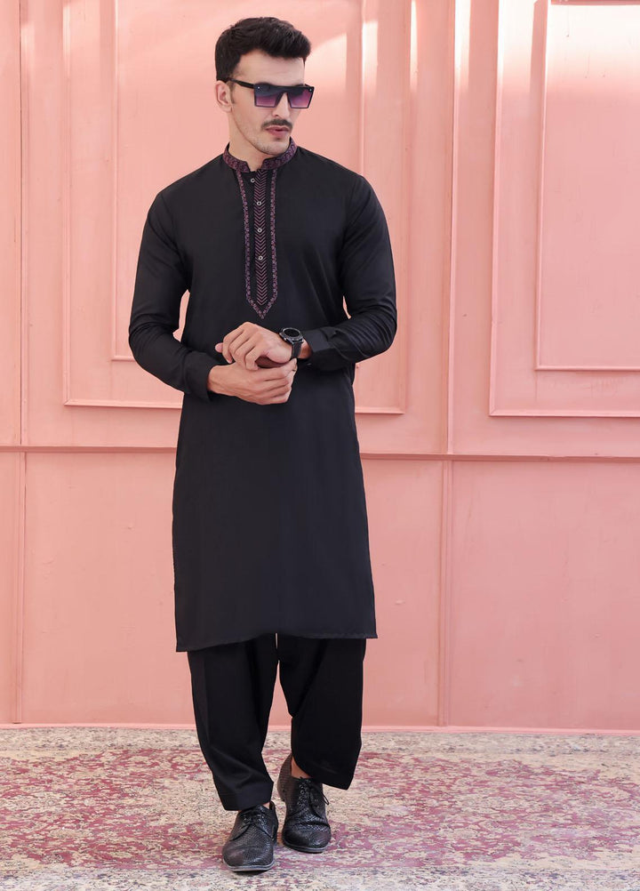 The Great Master (TGM) Wash N Wear Formal Kameez Shalwar for Men -  TGM22MFS Black Rod