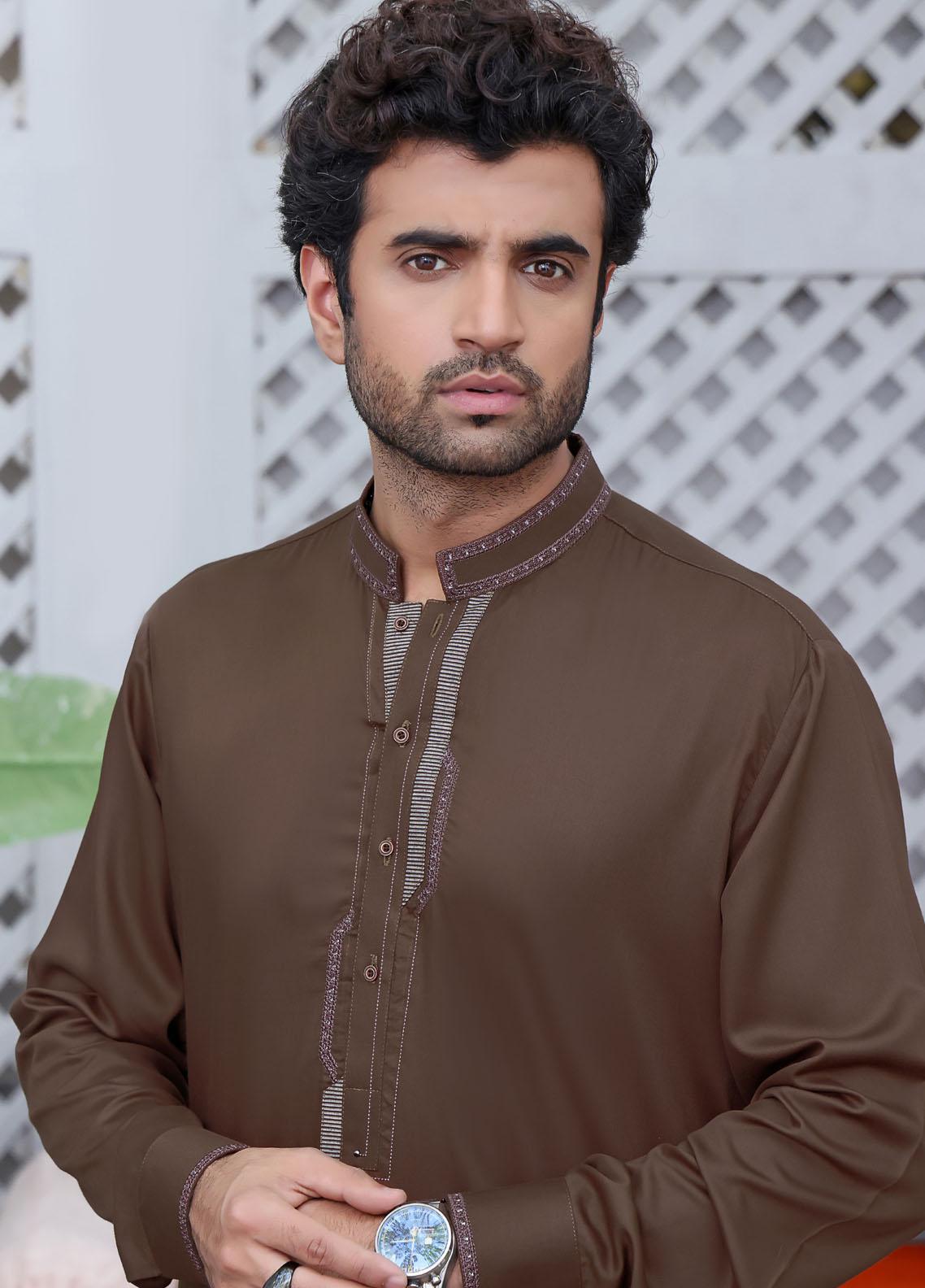 The Great Master (TGM) Wash N Wear Festive Kameez Shalwar for Men -  Black Pear main image 1
