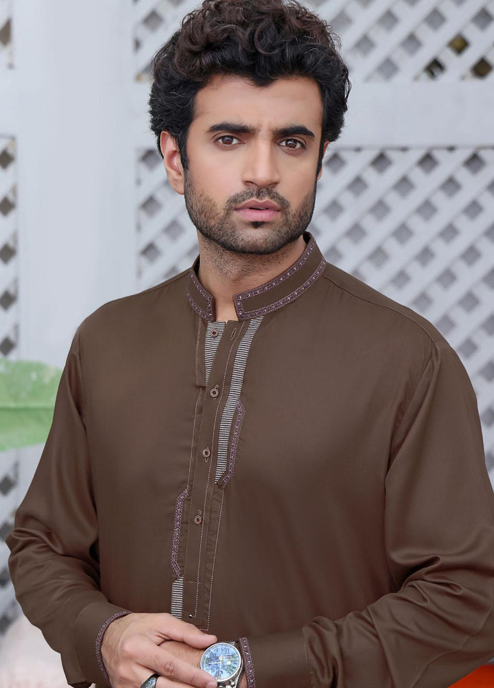 The Great Master (TGM) Wash N Wear Formal Kameez Shalwar for Men -  TGM22MFS Cassel Brown