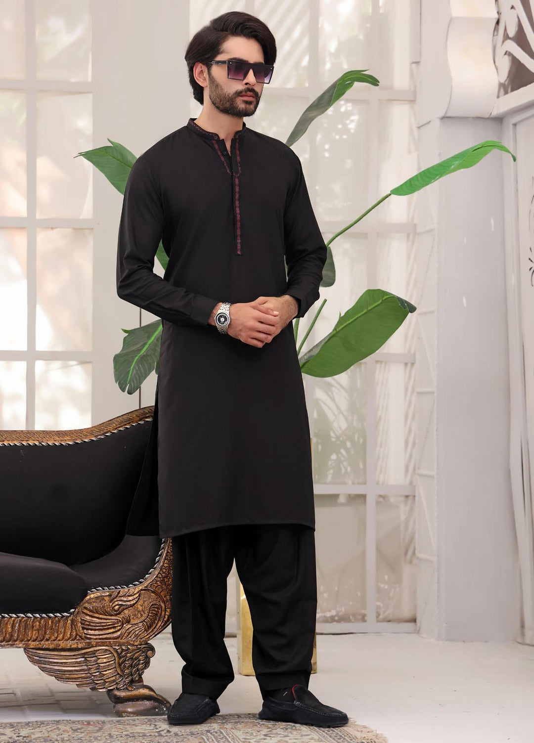 The Great Master (TGM) Wash N Wear Formal Kameez Shalwar for Men -  TGM22MFS Black Cherry