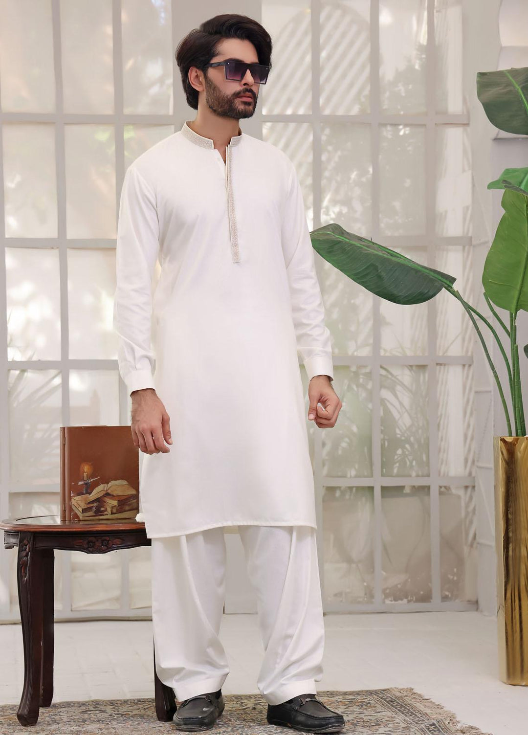 The Great Master (TGM) Wash N Wear Formal Kameez Shalwar for Men -  TGM22MFS White Sugar