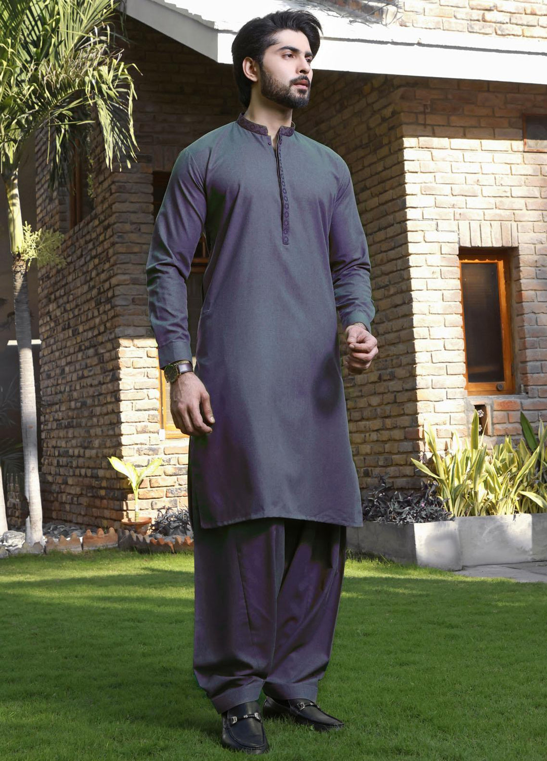 The Great Master (TGM) Wash N Wear Formal Shalwar Kameez for Men - TGM22MS-2 Grass Hopper
