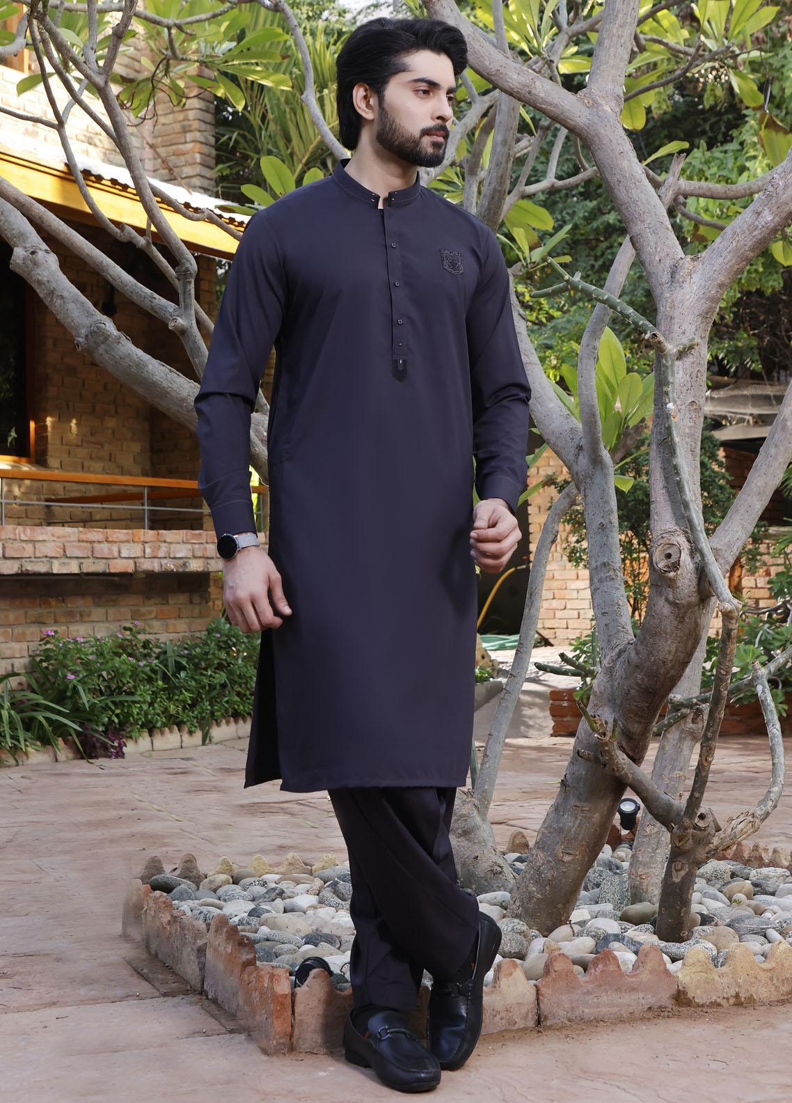 The Great Master (TGM) Wash N Wear Formal Kameez Shalwar with Waistcoat for Men -  TGM22MS Midnight Blue