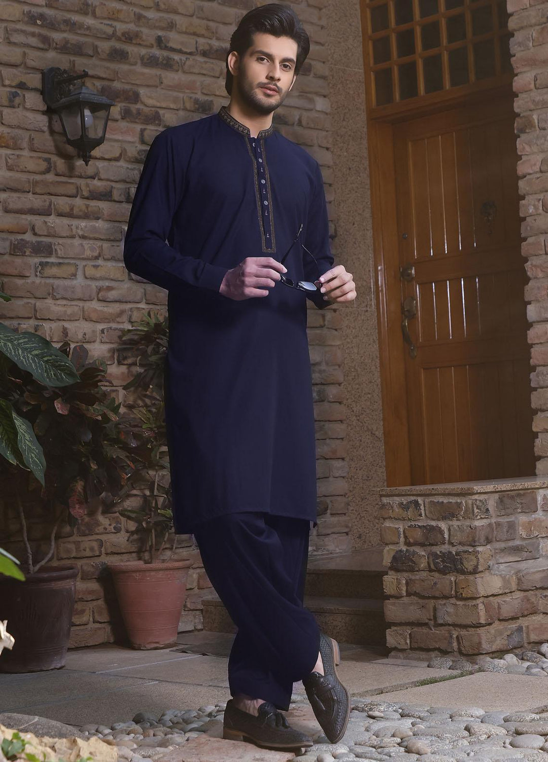 The Great Master (TGM) Wash N Wear Formal Shalwar Kameez for Men -  TGM22MS Navy Blue D-1
