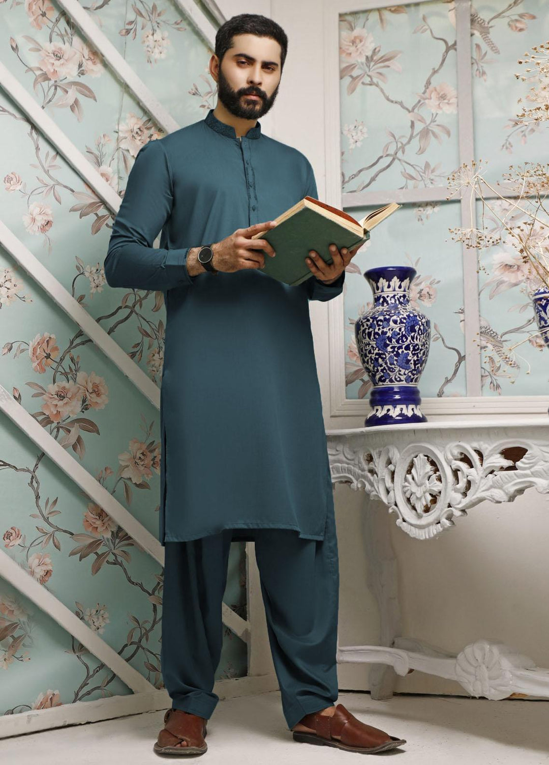 The Great Master (TGM) Wash N Wear Formal Men Shalwar Kameez - TGM22MS-2 Turqouise Green D-12