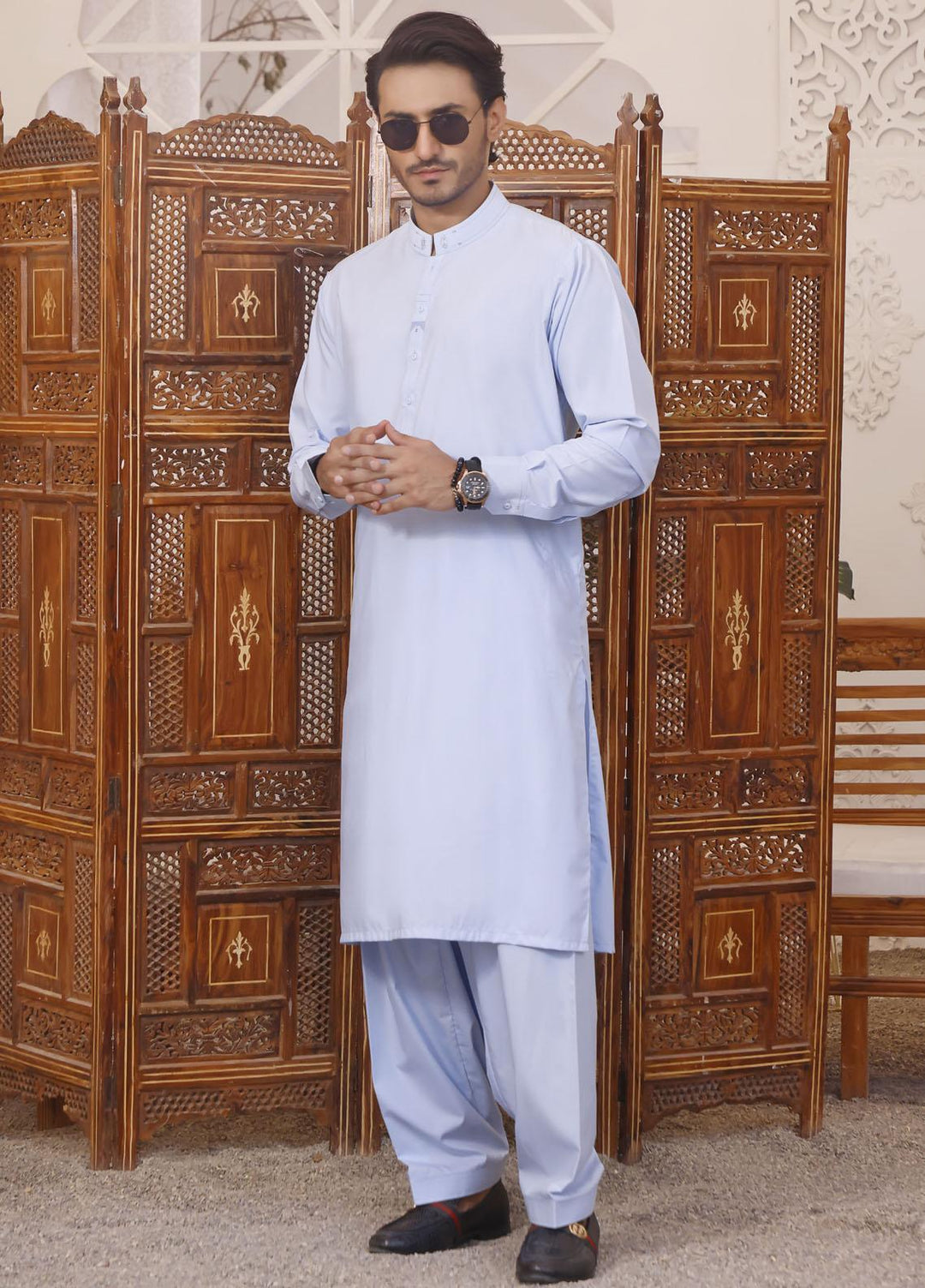 The Great Master (TGM) Wash N Wear Formal Men Shalwar Kameez - TGM22MS-3 Sky Board