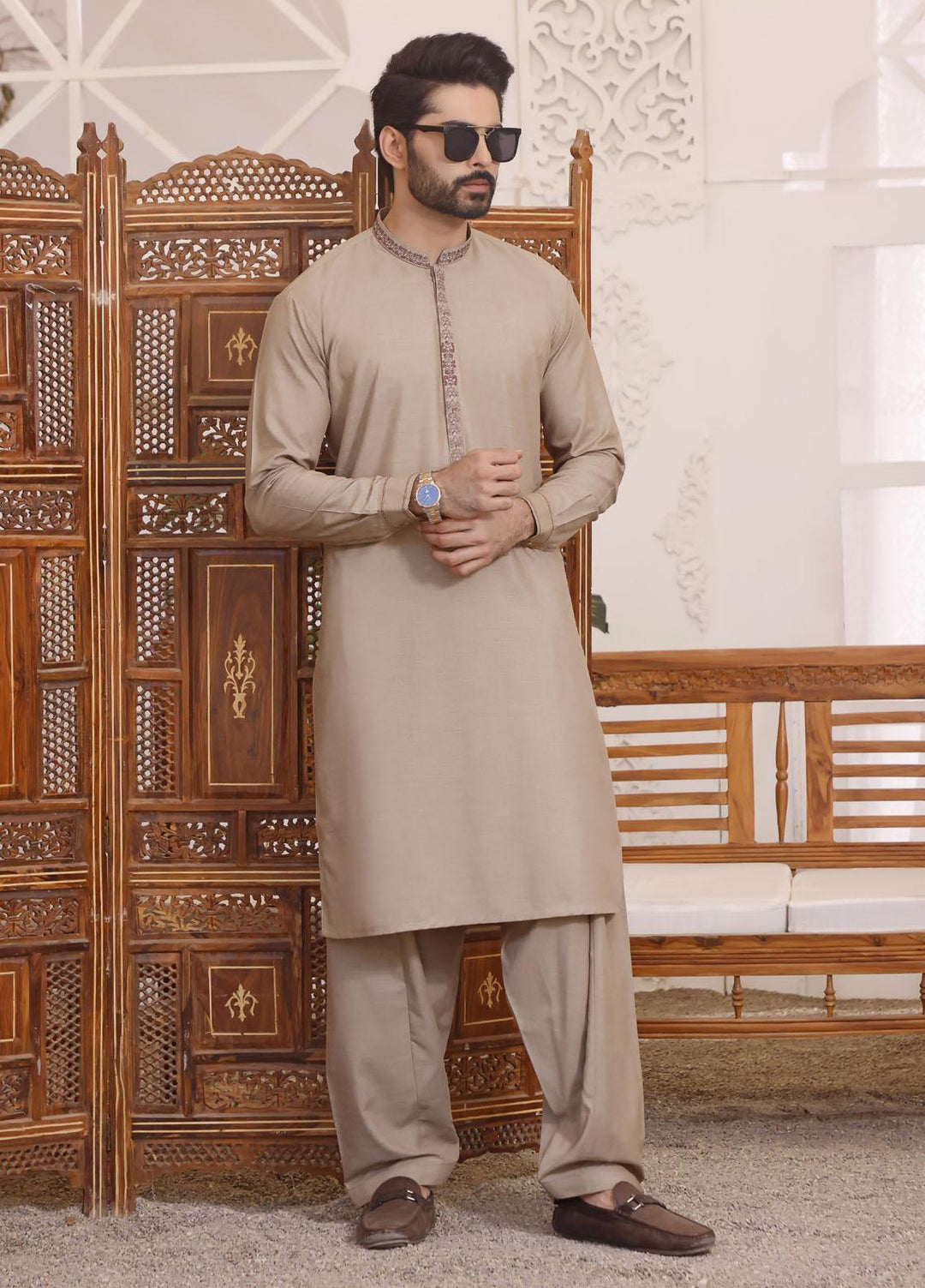 The Great Master (TGM) Wash N Wear Formal Shalwar Kameez for Men -  TGM22MS-3 Mist Brown