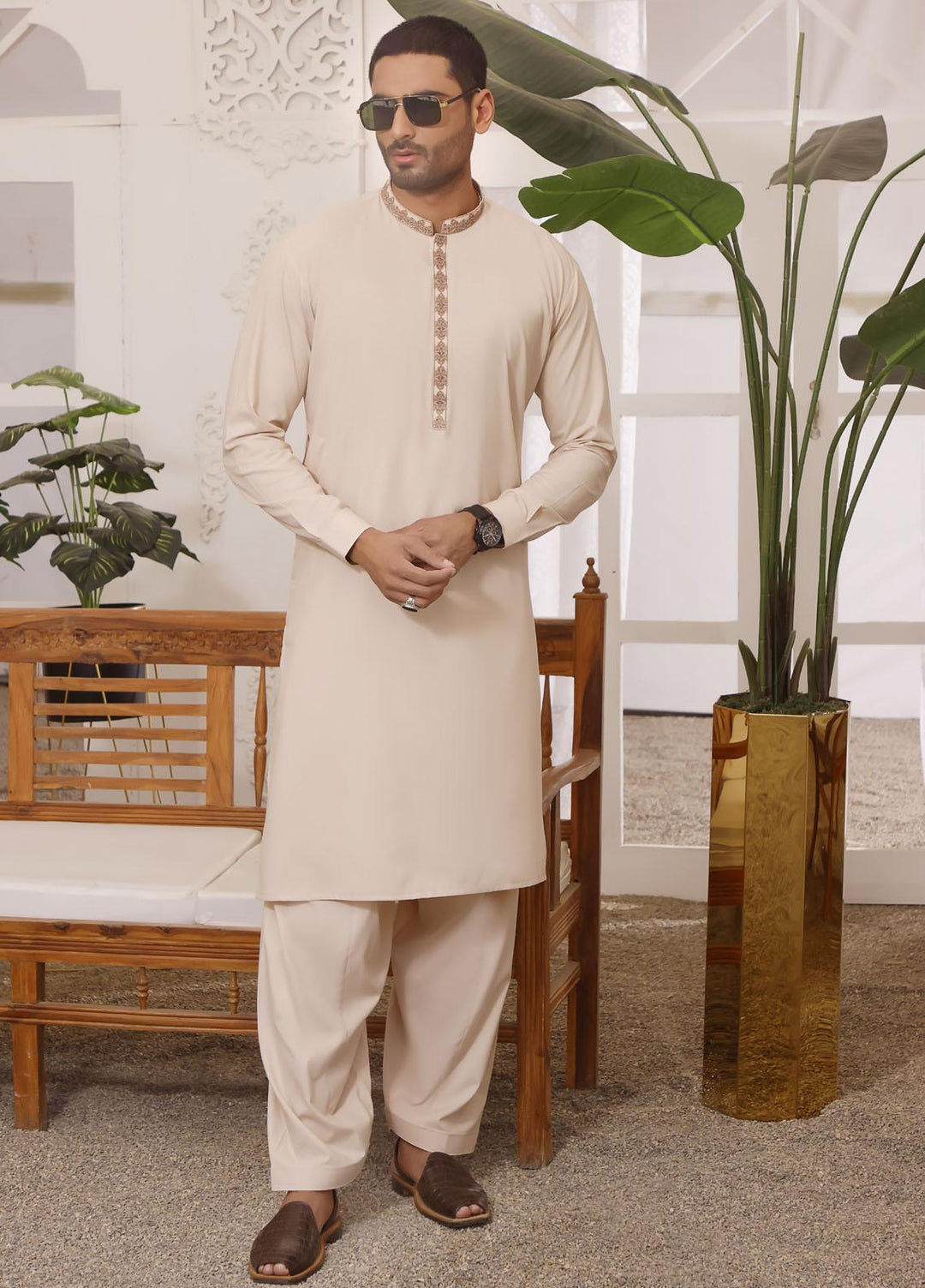 The Great Master (TGM) Wash N Wear Formal Shalwar Kameez for Men - TGM22MS-3 Buttermilk