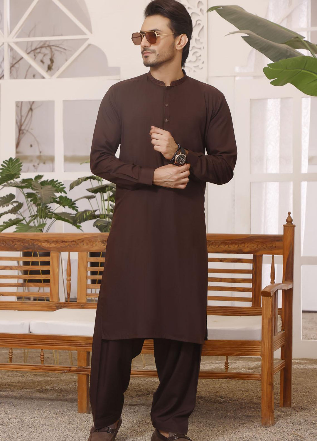 The Great Master (TGM) Wash N Wear Formal Men Shalwar Kameez -  TGM22MS-3 Tamarind