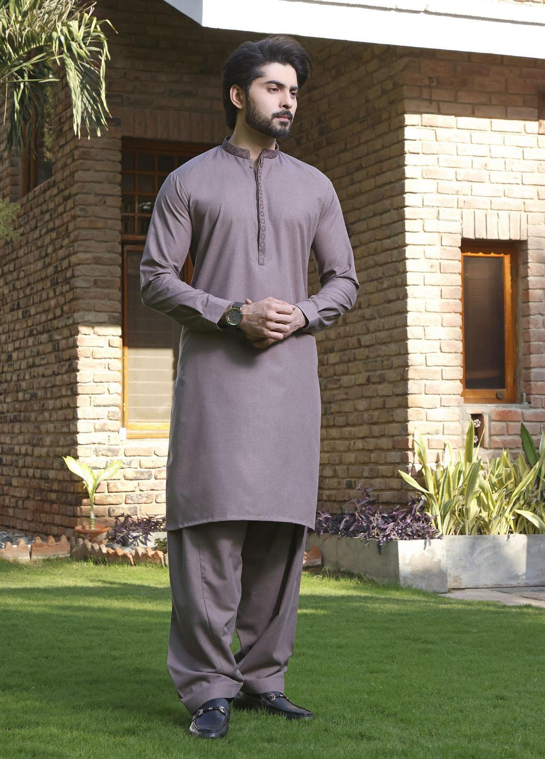 The Great Master (TGM) Wash N Wear Formal Men Shalwar Kameez -  TGM22MS-3 Saddle Brown