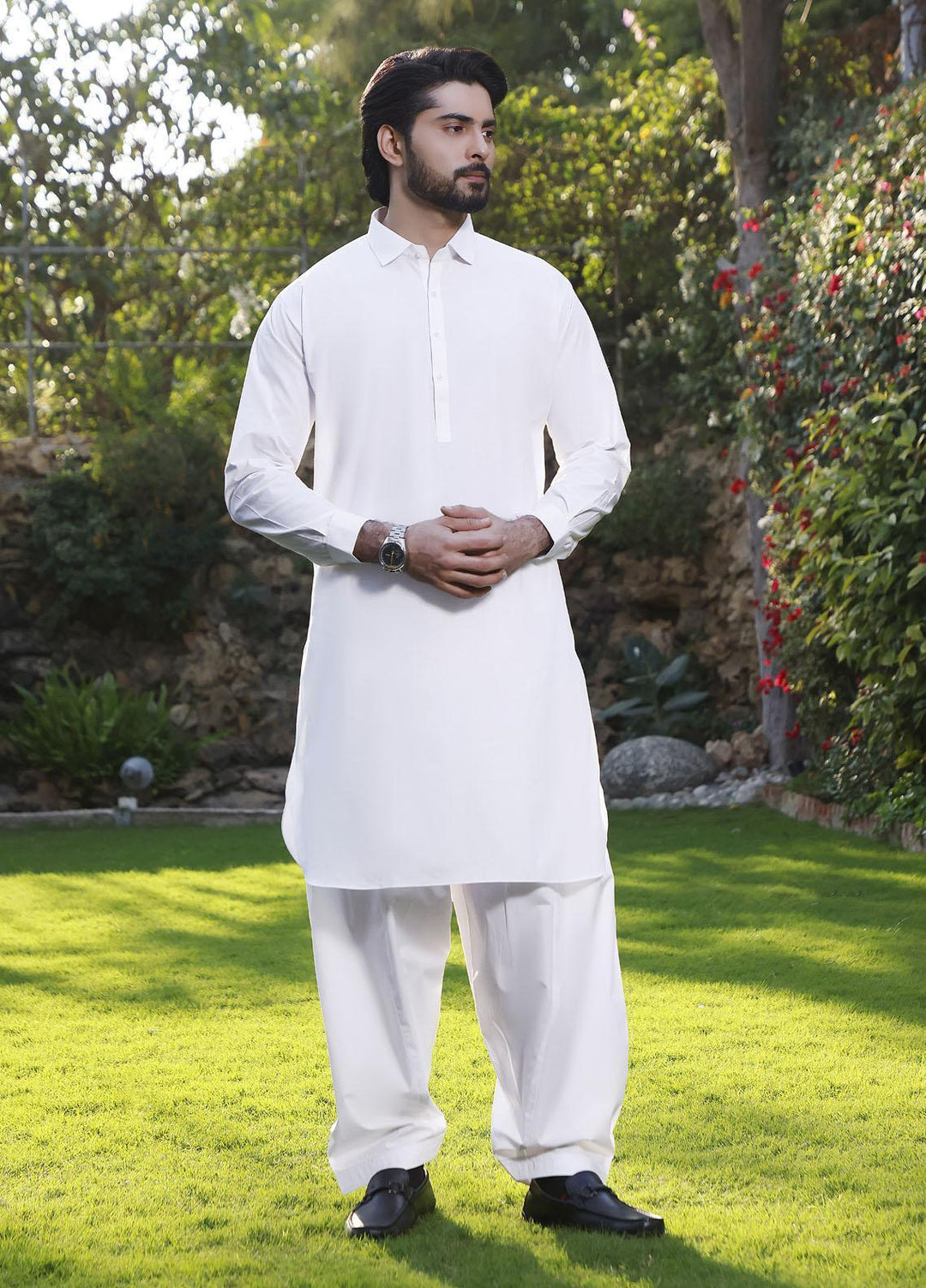 The Great Master (TGM) Cotton Formal Men Shalwar Kameez -  TGM22MKS Natural White