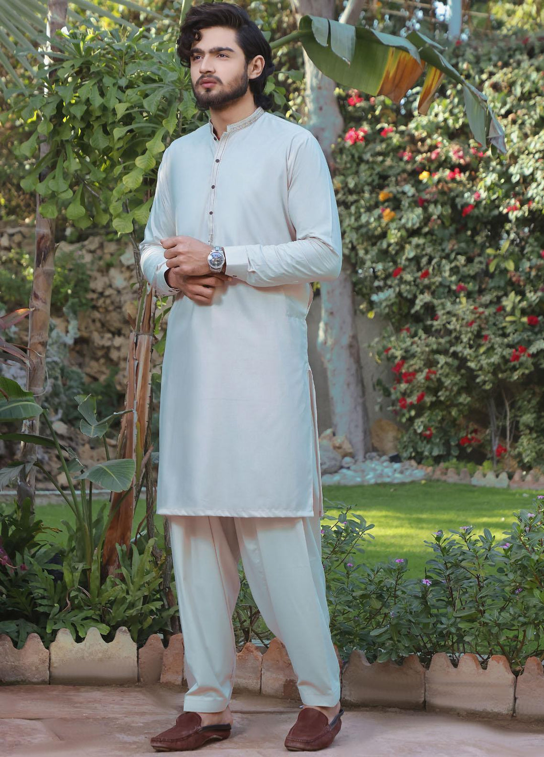 The Great Master (TGM) Wash N Wear Formal Shalwar Kameez for Men - TGM22MKS Pine Green D-12