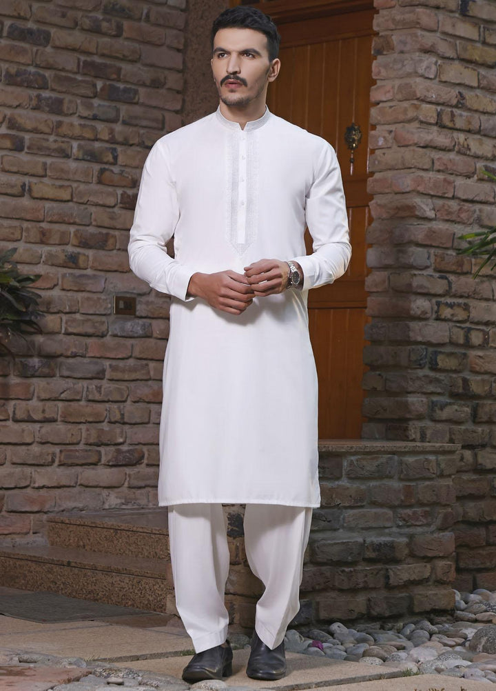 The Great Master (TGM) Cotton Formal Men Shalwar Kameez -  TGM22MKS Pure White D-4