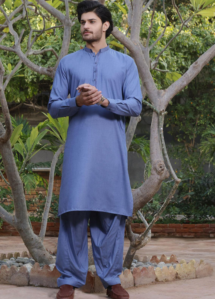 The Great Master (TGM) Wash N Wear Formal Men Shalwar Kameez -  TGM22MKS Steel Blue D-14