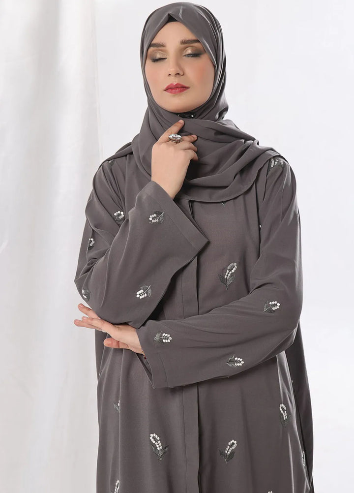 TGM Pret Chikankari Wool Peach Abaya Yasira