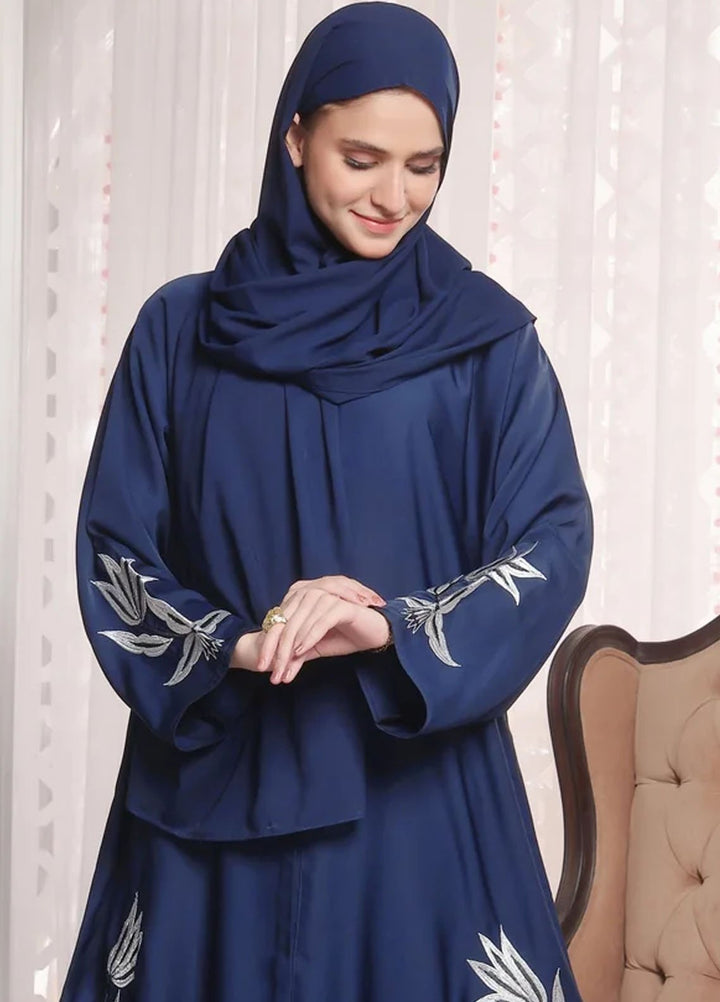 TGM Pret Embroidered Nidha Abaya Blue Essence