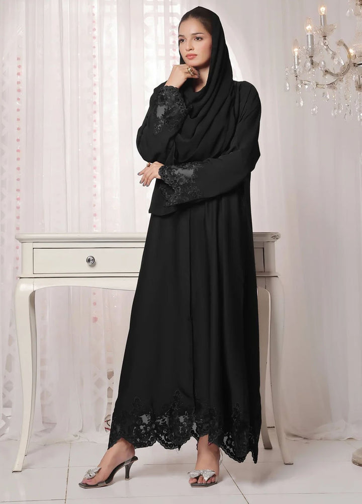 TGM Pret Embroidered Nidha Abaya Neelam Black