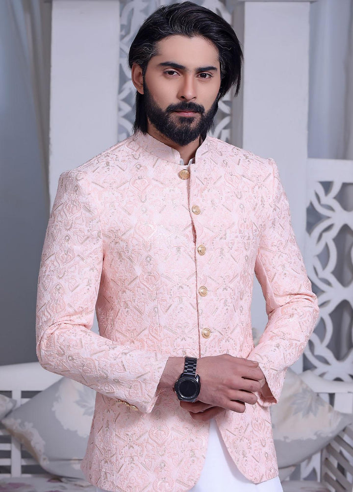 The Great Master (TGM) Raw Silk Festive Prince Coat for Men -  PC-67 Petal Pink