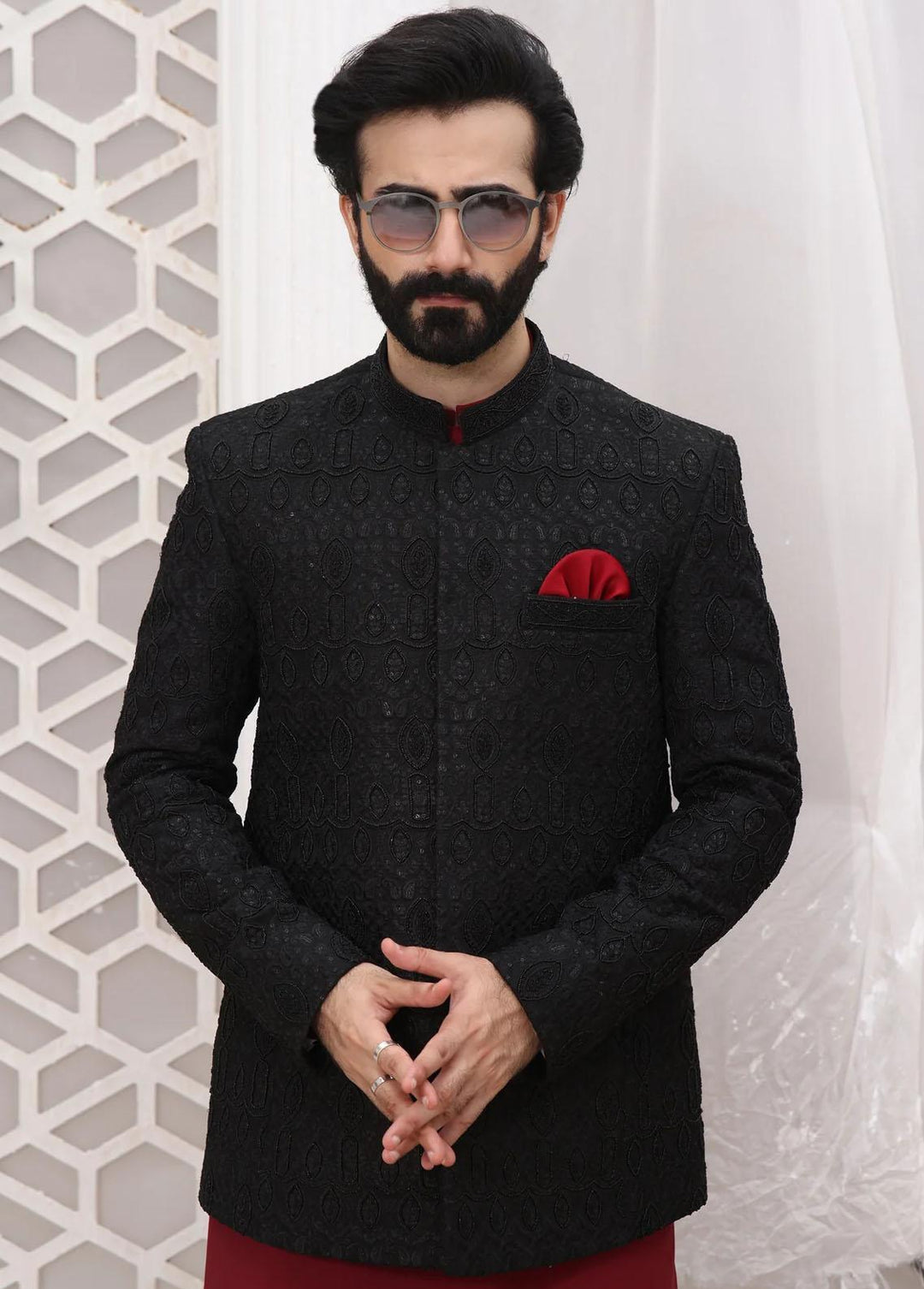 The Great Master (TGM) Raw Silk Embroidered Prince Coat for Men -  Prince Coat 72