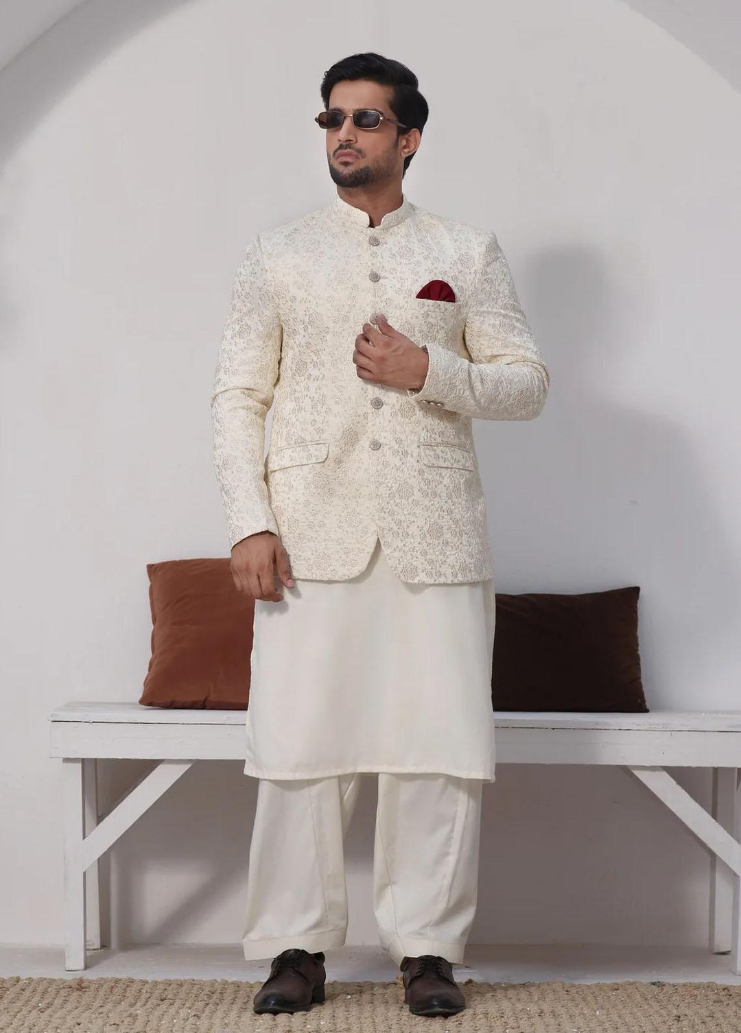 The Great Master (TGM) Satin Embroidered Prince Coat for Men -  Prince Coat 76